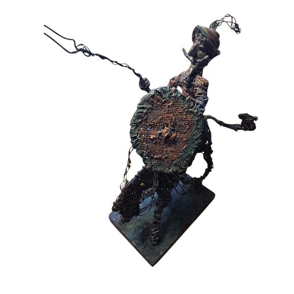 Artist C. Serraty Wire Sculpture Cowboy On A Horse With Lasso Signed - Picture 2 of 9